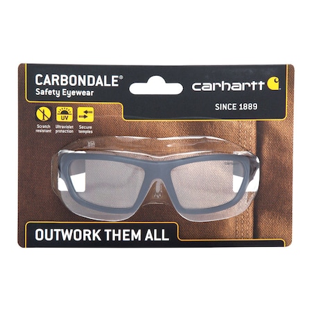 Carhartt Eyewear Safety Glasses, Anti-Scratch, Clear Lens, Black and Tan Frame CHB210DCC